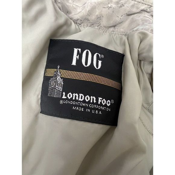 London Fog Womens Size 4 Petition Trench Over Coat Jacket Marbled Tan - Picture 4 of 11